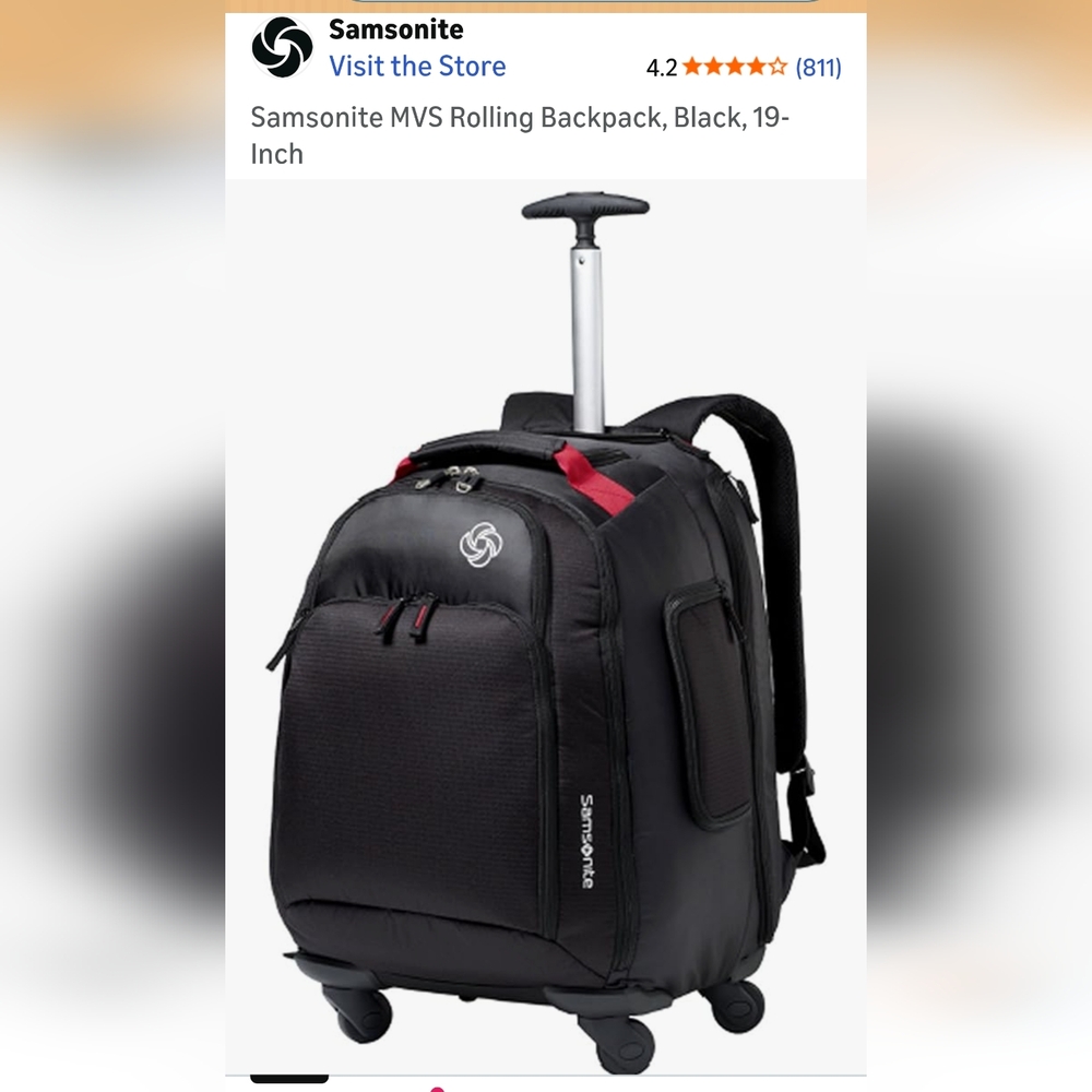 Samsonite MVS Rolling Backpack, Black, 19-Inch